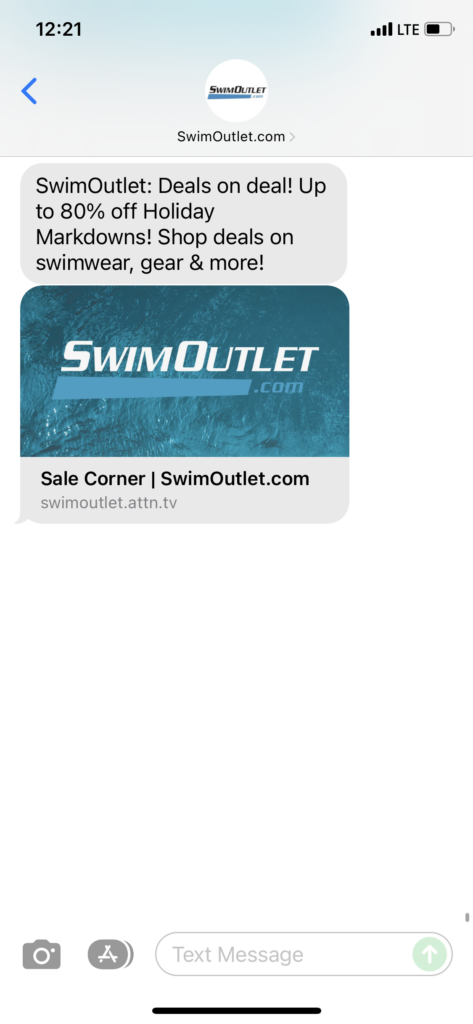 SwimOutlet.com Text Message Marketing Example - 12.16.2021