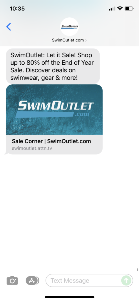 SwimOutlet.com Text Message Marketing Example - 12.26.2021