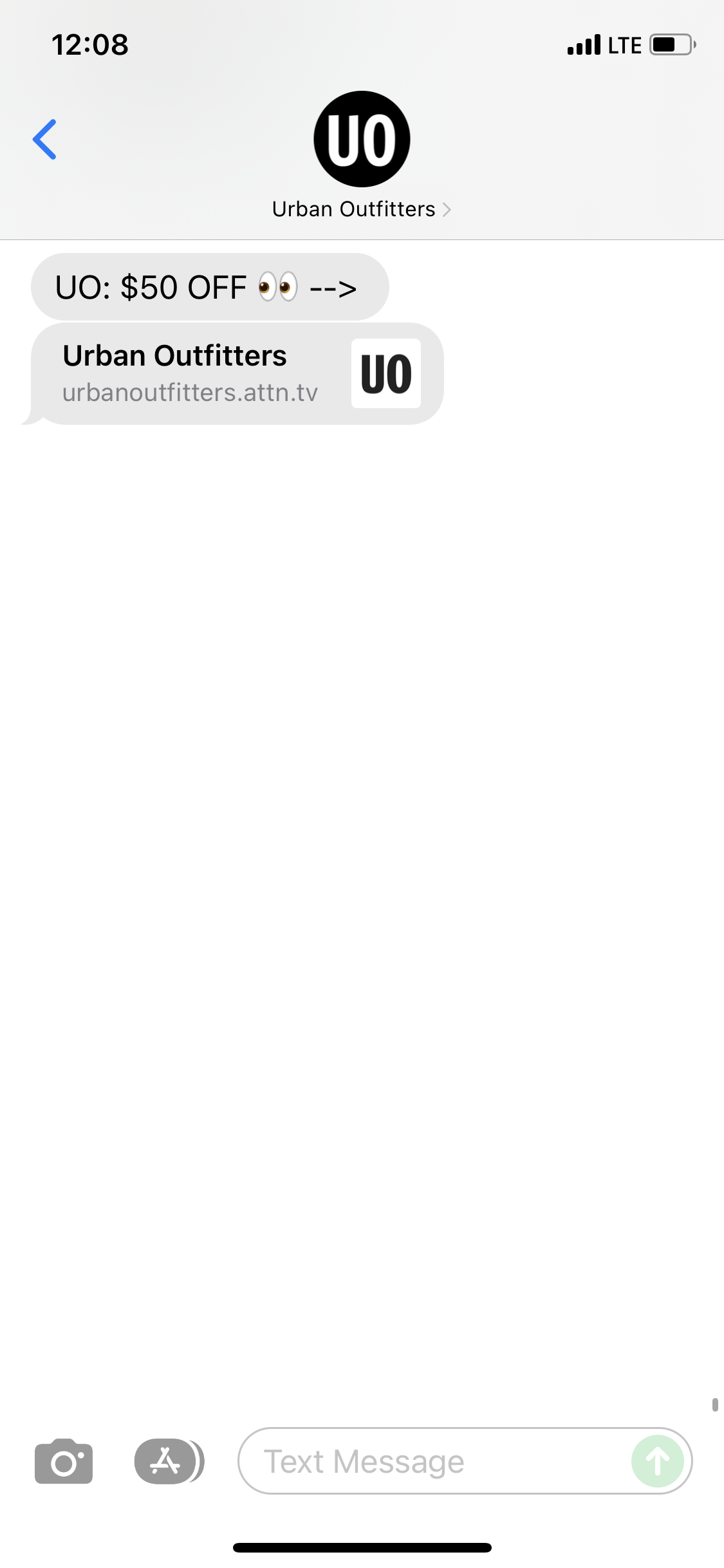 Urban Outfitters Text Message Marketing Example 12.17.2021 SMS Archives