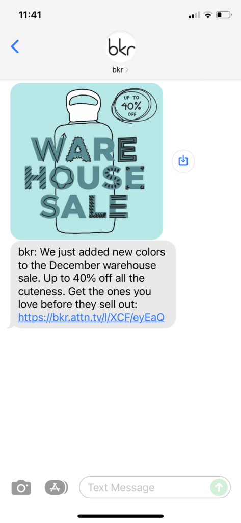 bkr Text Message Marketing Example - 12.01.2021