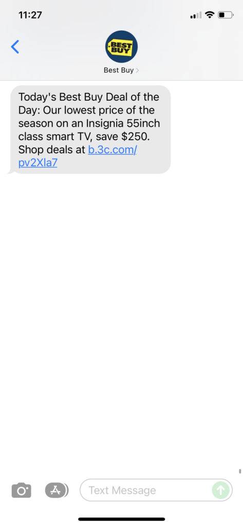 Best Buy 1 Text Message Marketing Example - 12.22.2021