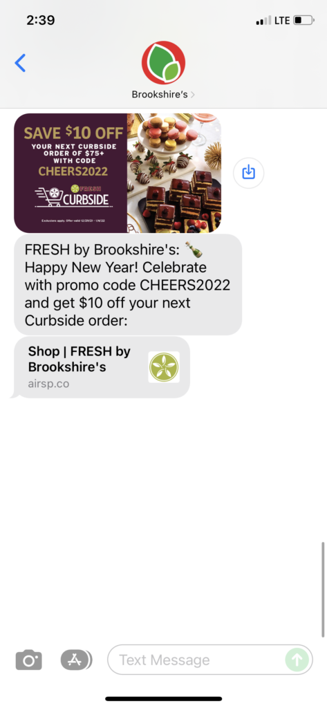 Brookshire's Text Message Marketing Example - 12.31.2021