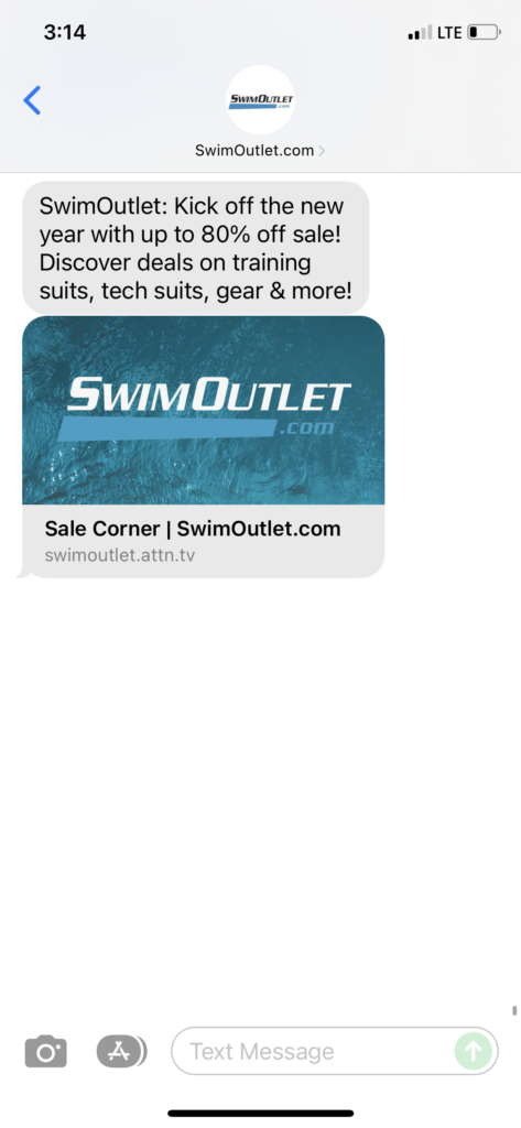 SwimOutlet.com Text Message Marketing Example - 12.29.2021